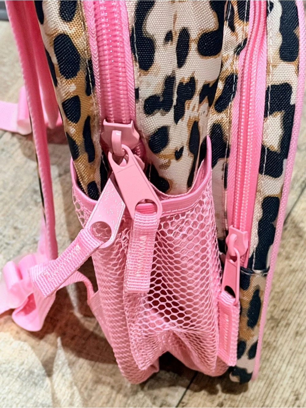 NWT Removed embroidery stitching and will put new name on Leopard Kids Backpack